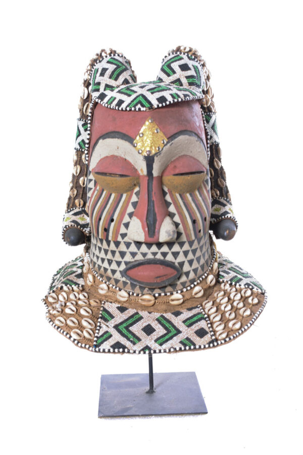 Helmet Mask - Beads, Cauris, Wood - Nyet - Kuba - Congo