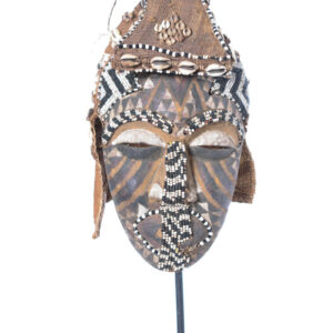 Mask - Beads, Cauris, Plant fibre, Wood - Ngaady A Waash Bushoong - Kuba - Congo