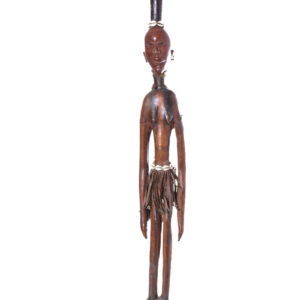 Walking stick - Wood, Antelope skin - Ekoi - Nigeria