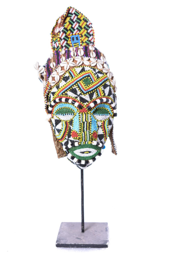 Mask - Beads, Cauris, Plant fibre, Wood - Ngaady A Waash Bushoong - Kuba - Congo