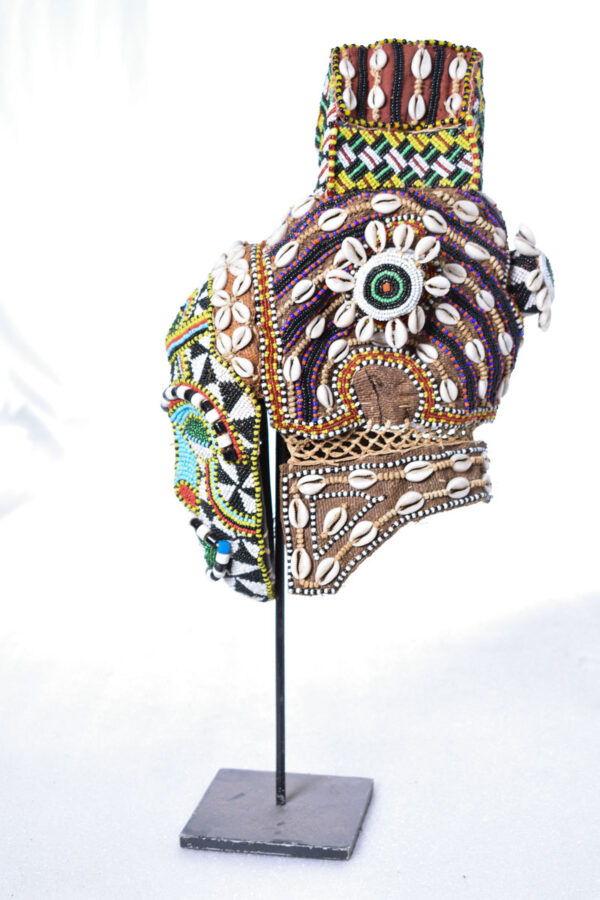 Mask - Beads, Cauris, Plant fibre, Wood - Ngaady A Waash Bushoong - Kuba - Congo