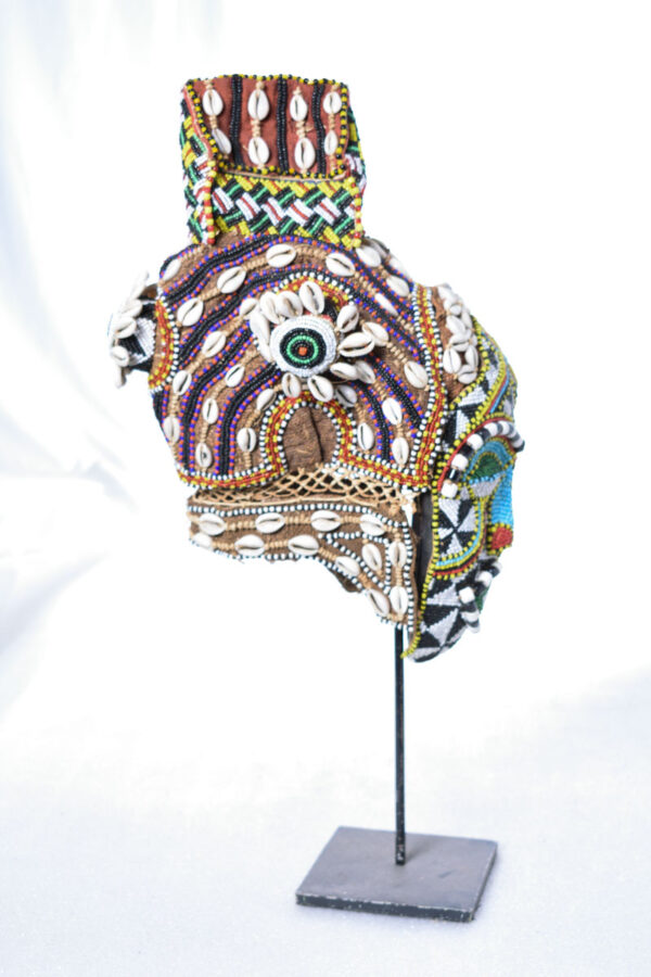 Mask - Beads, Cauris, Plant fibre, Wood - Ngaady A Waash Bushoong - Kuba - Congo