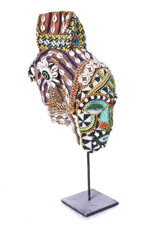 Mask - Beads, Cauris, Plant fibre, Wood - Ngaady A Waash Bushoong - Kuba - Congo