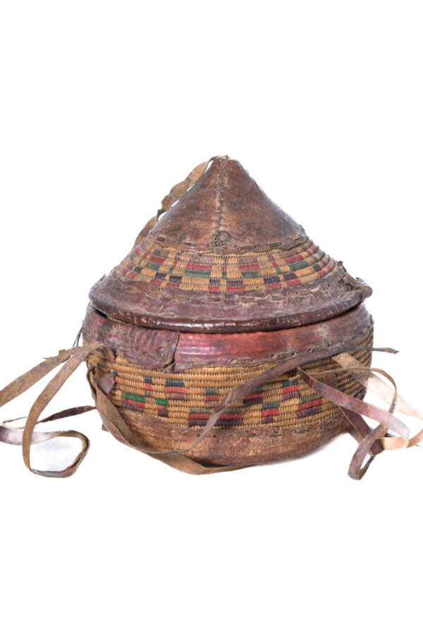 Basket - Oromo - Wicker, Leather - Ethiopia