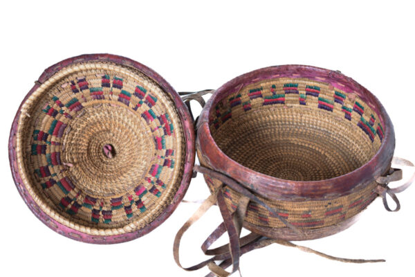 Basket - Oromo - Wicker, Leather - Ethiopia