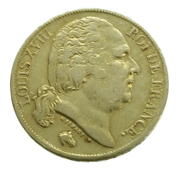 France 20 Francs 1820-A Louis XVIII - Gold