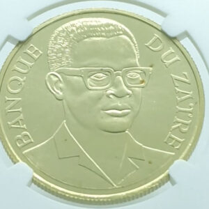 ZAIRE 100 Zaires 1975 Mobutu - Leopard - Gold - Rare NGC MS 68