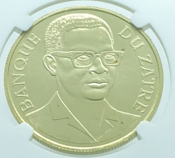 ZAIRE 100 Zaires 1975 Mobutu - Leopard - Gold - Rare NGC MS 68
