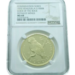 VENEZUELA 1000 Bolivares 1975 Cock of the Rocks - Gold NGC MS 68