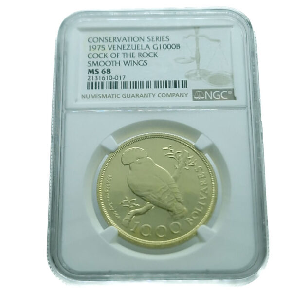 VENEZUELA 1000 Bolivares 1975 Cock of the Rocks - Gold NGC MS 68