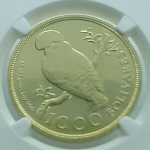 VENEZUELA 1000 Bolivares 1975 Cock of the Rocks - Gold NGC MS 68