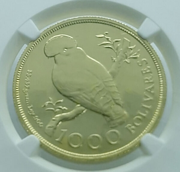 VENEZUELA 1000 Bolivares 1975 Cock of the Rocks - Gold NGC MS 68