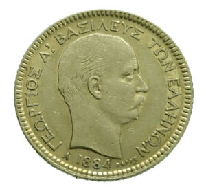 Greece 20 Drachmai 1884 George I - Gold