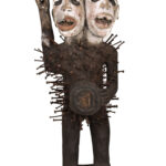 Double headed Nkisi Figure - Wood, nails, glass - Kongo- Congo