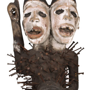 Double headed Nkisi Figure - Wood, nails, glass - Kongo- Congo