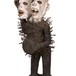 Double headed Nkisi Figure - Wood, nails, glass - Kongo- Congo