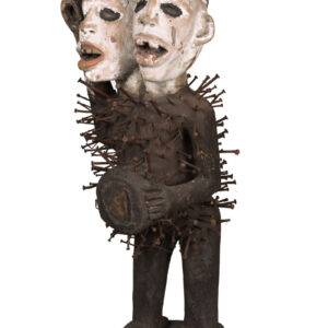 Double headed Nkisi Figure - Wood, nails, glass - Kongo- Congo