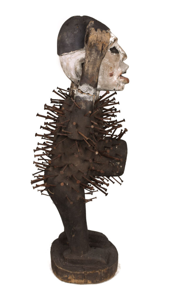 Double headed Nkisi Figure - Wood, nails, glass - Kongo- Congo