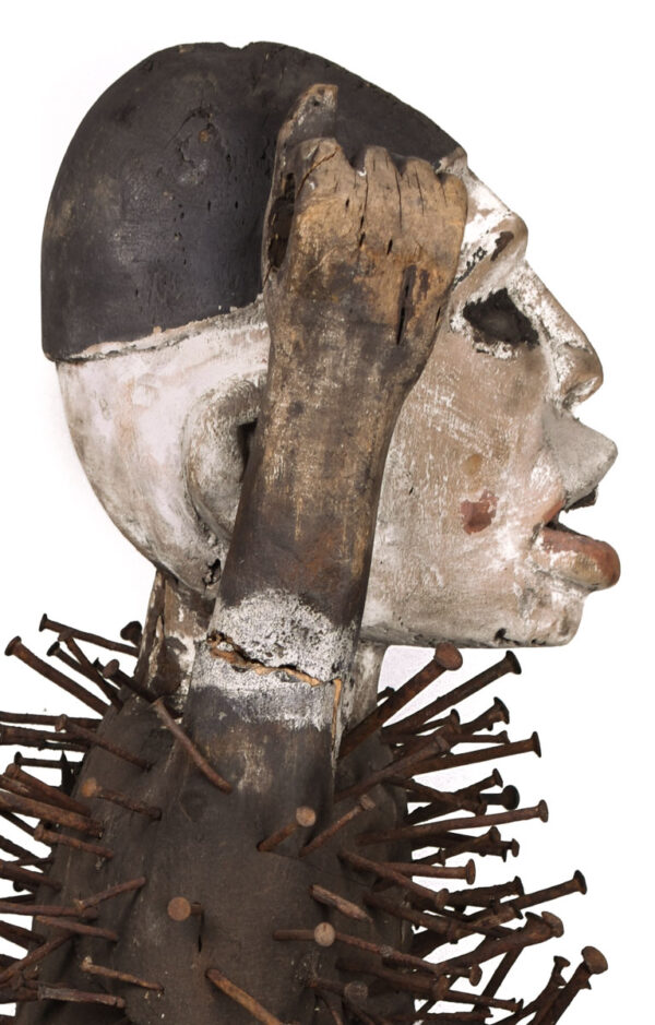 Double headed Nkisi Figure - Wood, nails, glass - Kongo- Congo