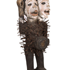 Double headed Nkisi Figure - Wood, nails, glass - Kongo- Congo