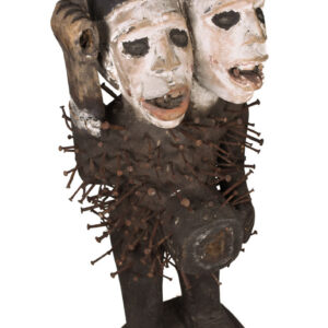 Double headed Nkisi Figure - Wood, nails, glass - Kongo- Congo