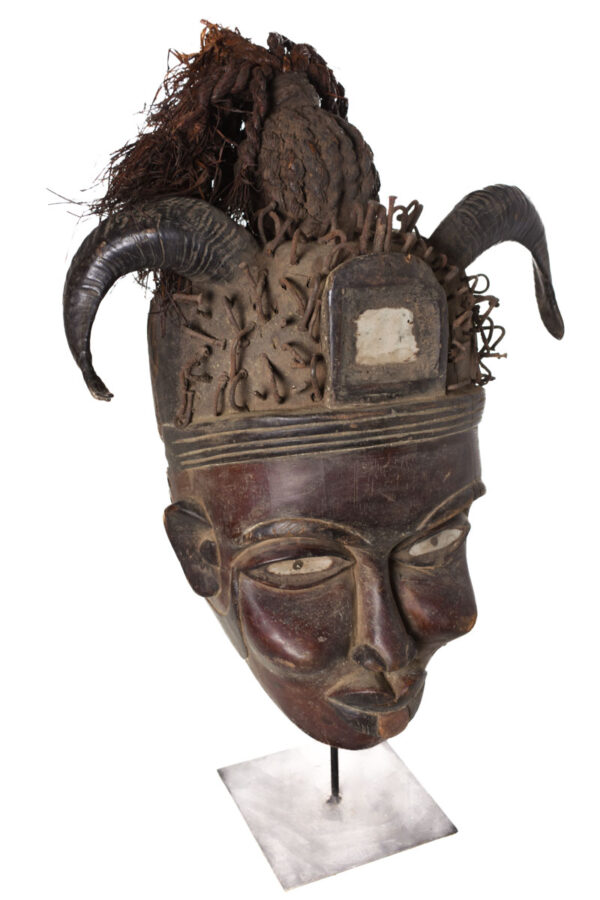 Mask - Glass, Nail, Wood - Kongo - Congo
