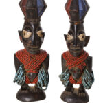 Ibeji Twins - Glass beads, Wood - Yoruba - Nigeria
