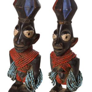 Ibeji Twins - Glass beads, Wood - Yoruba - Nigeria