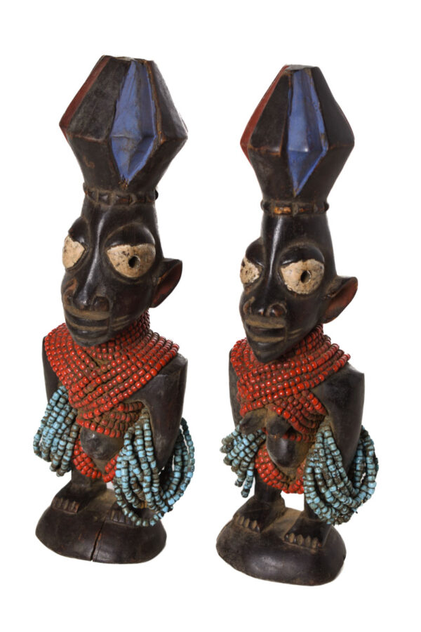 Ibeji Twins - Glass beads, Wood - Yoruba - Nigeria