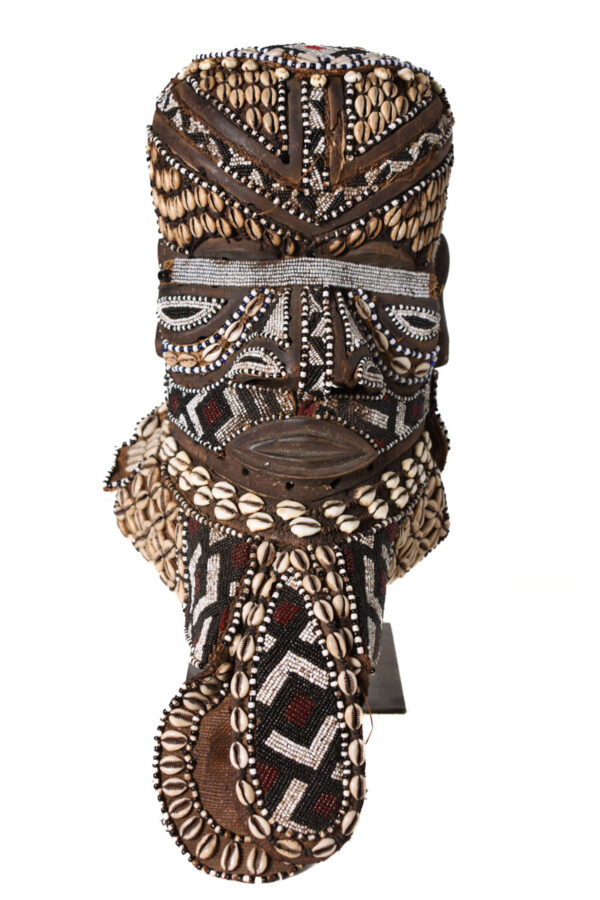 Royal Mask - Beads, Cauri, Wood - Bwoom - Kuba - DR Congo