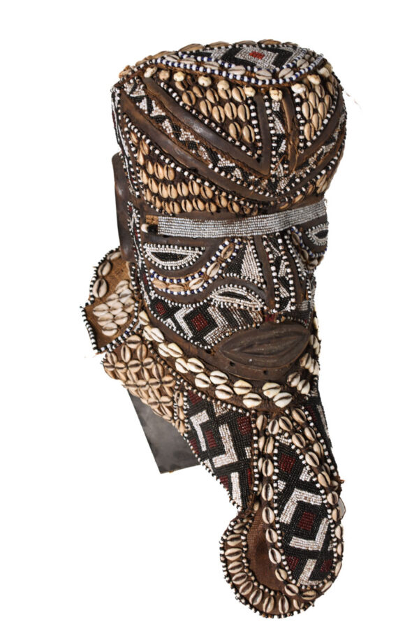 Royal Mask - Beads, Cauri, Wood - Bwoom - Kuba - DR Congo