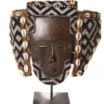 Lele Mask - Beads, Cauris, Plant fibre, Wood - KUBA - DR Congo