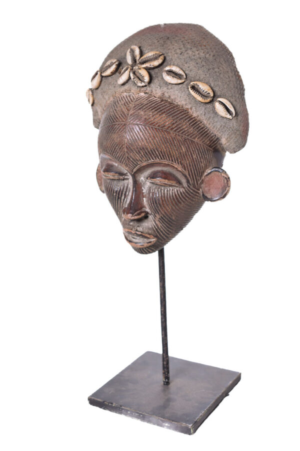 Mask - Terracotta,Textile - Mwana Pwo - Chokwe - DR Congo