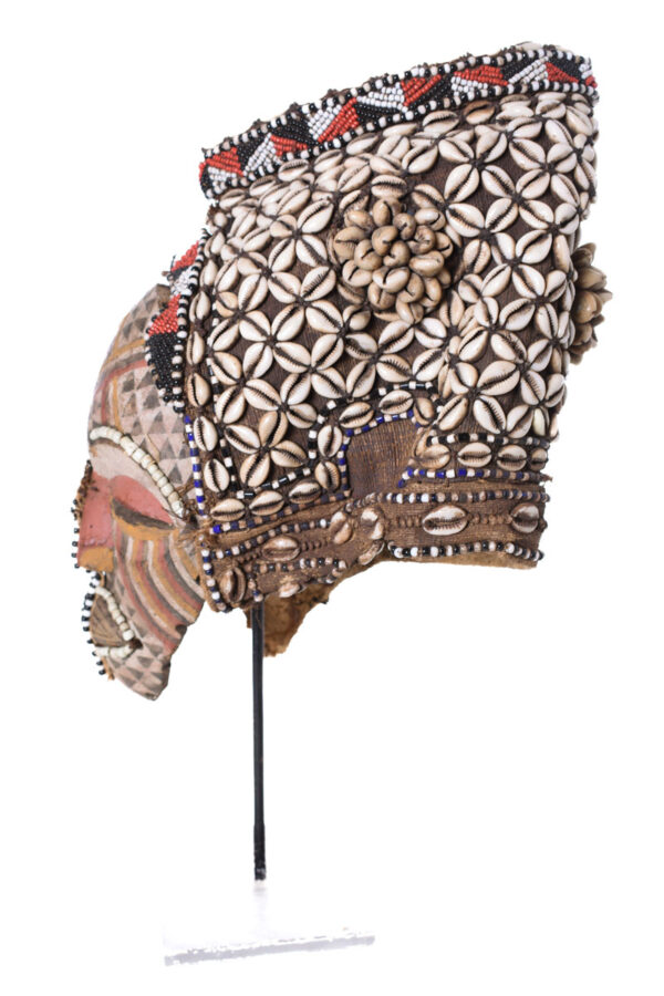 Mask - Beads, Cauris, Plant fibre, Wood - Ngaady A Waash Bushoong - Kuba - Congo