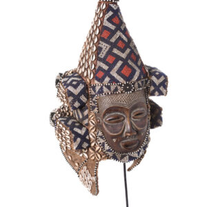 Lele helmet mask - Beads, Cauris, Plant fibre, Wood - KUBA - Congo