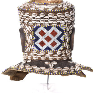 Royal Mask - Beads, Cauri, Wood - Bwoom - Kuba - DR Congo