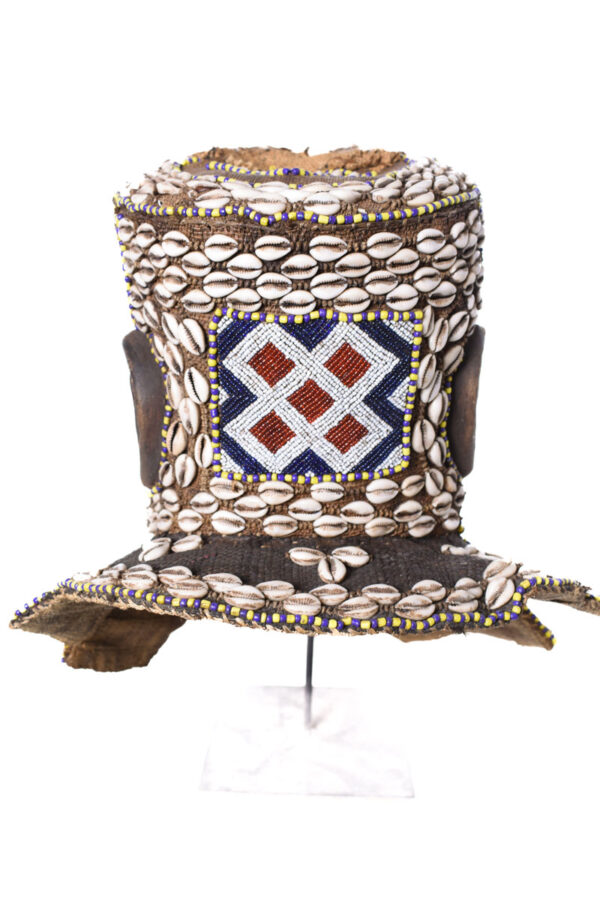 Royal Mask - Beads, Cauri, Wood - Bwoom - Kuba - DR Congo