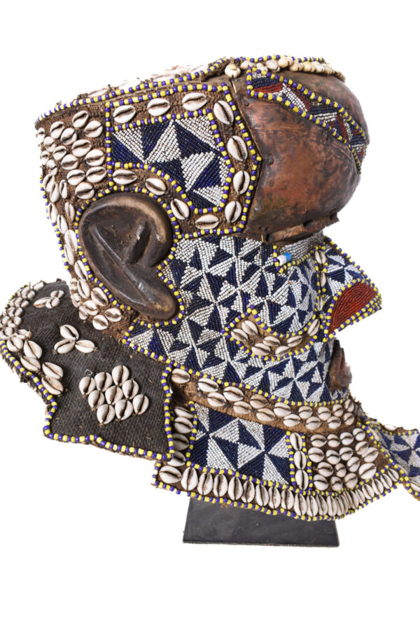 Royal Mask - Beads, Cauri, Wood - Bwoom - Kuba - DR Congo