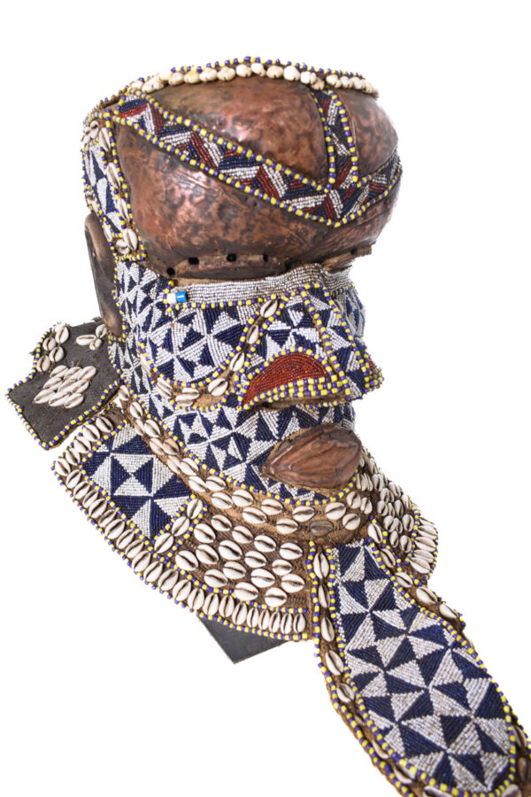 Royal Mask - Beads, Cauri, Wood - Bwoom - Kuba - DR Congo