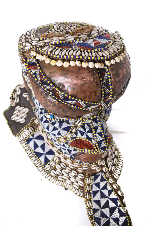 Royal Mask - Beads, Cauri, Wood - Bwoom - Kuba - DR Congo