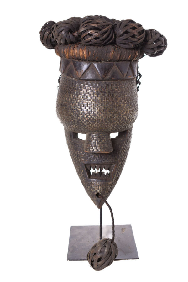 Initiation mask - Copper, Plant fibre, Wood - Salampasu - Congo