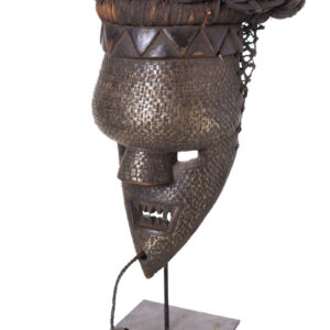 Initiation mask - Copper, Plant fibre, Wood - Salampasu - Congo