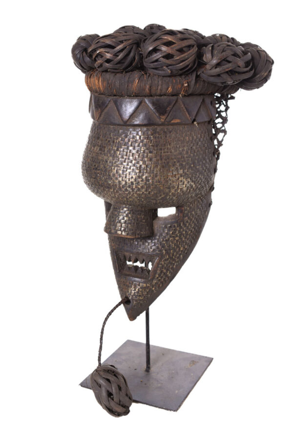 Initiation mask - Copper, Plant fibre, Wood - Salampasu - Congo