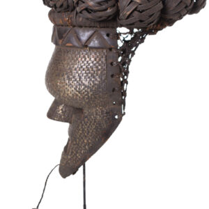 Initiation mask - Copper, Plant fibre, Wood - Salampasu - Congo