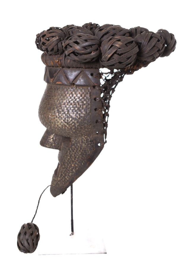 Initiation mask - Copper, Plant fibre, Wood - Salampasu - Congo