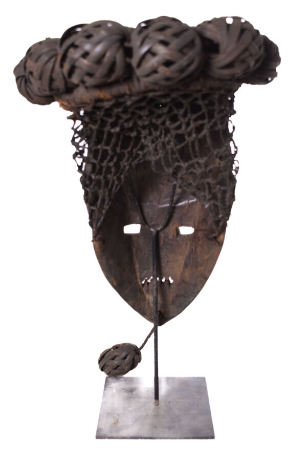 Initiation mask - Copper, Plant fibre, Wood - Salampasu - Congo