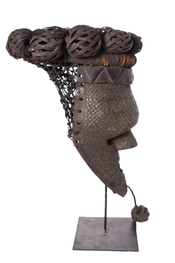 Initiation mask - Copper, Plant fibre, Wood - Salampasu - Congo