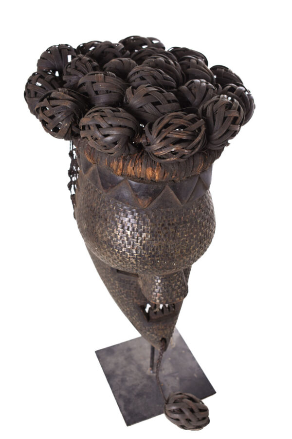 Initiation mask - Copper, Plant fibre, Wood - Salampasu - Congo