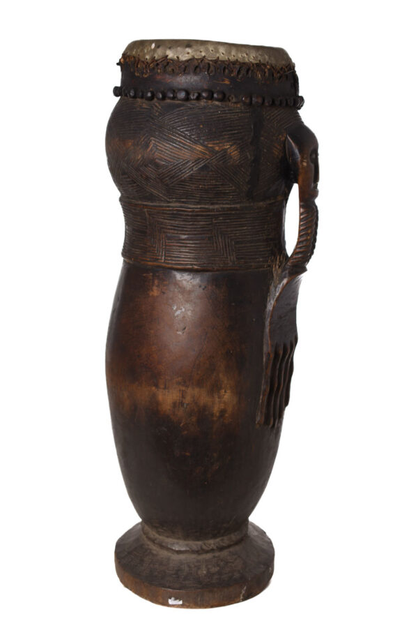 Ancient Drum - Wood, Leather - Kuba - DR Congo - Karl Ferdinand Schädler Certificate