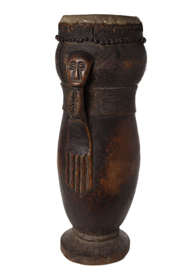 Ancient Drum - Wood, Leather - Kuba - DR Congo - Karl Ferdinand Schädler Certificate